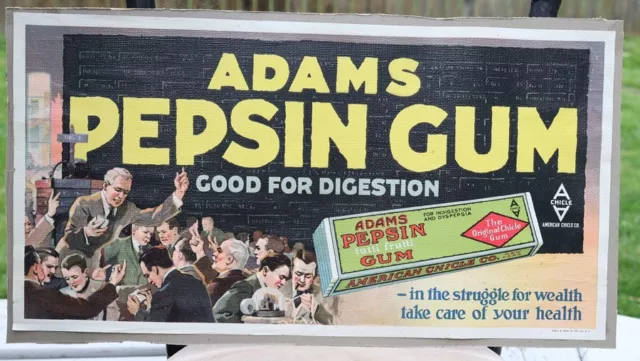 Vintage Rare ADAMS PEPSIN Tutti Frutti GUM Litho Sign Gumball Stock Market