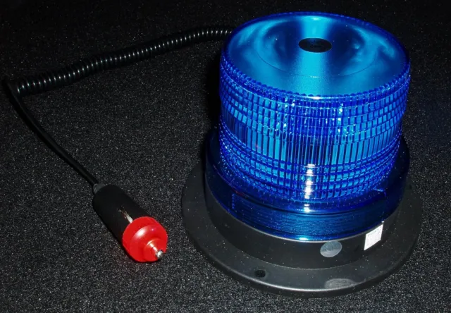 Blaue LED Rundumleuchte Warnleuchte Blitzleuchte + Magnetfuss 12V Zigar Stecker 2