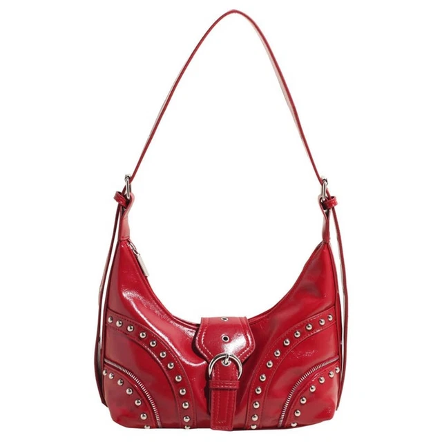 NNEDSZ RED VINTAGE Studded PU Leather Shoulder Bag with