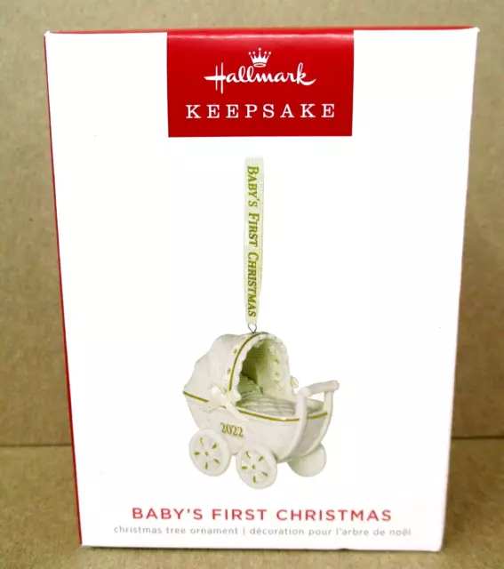 Hallmark Christmas Ornament 2022 Babys First Christmas Baby Carriage Stroller