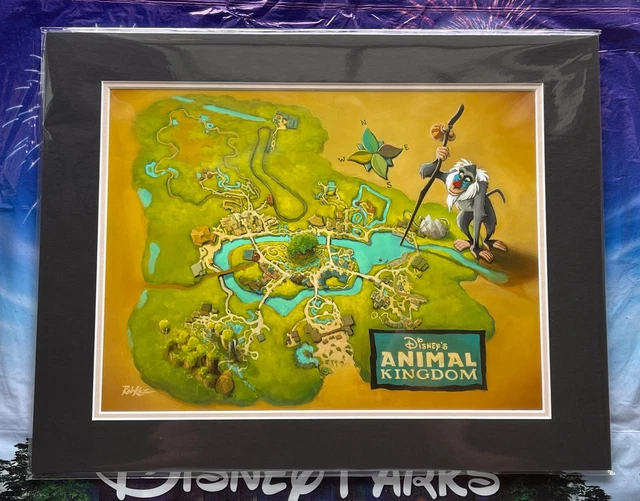 2024 DISNEY’S ANIMAL Kingdom Park Map Rafiki Rob Kaz Print 18 x 14” 95