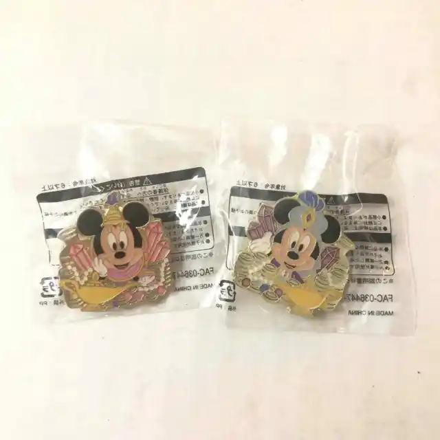 Tokyo Disney Sea Aladdin Jewels Mickey Mouse and Minnie Mouse Lapel Pin NEW 2019