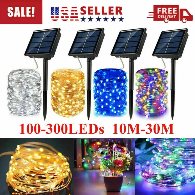 100-400 LED Solar Fairy Lights Outdoor Garden String Party Waterproof Lamp Yard