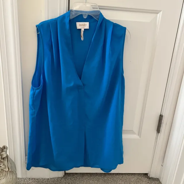 NWT Laundry By Shelli Segal Size Large Blue Sleeveless Top