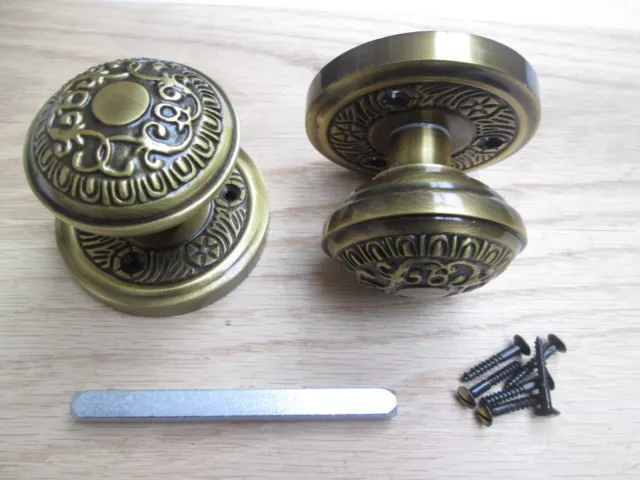 1 pair Solid brass Sprung period mortice lever door knobs pull handles