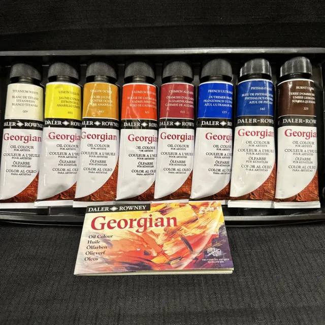 Daler Rowney color óleo georgiano 75 ml 8 tubos arte artistas pintura color conjunto bandeja
