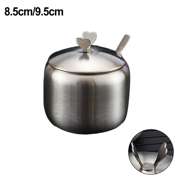 Botella de condimento de acero inoxidable duradera con cuchara perfecta para cocineros caseros