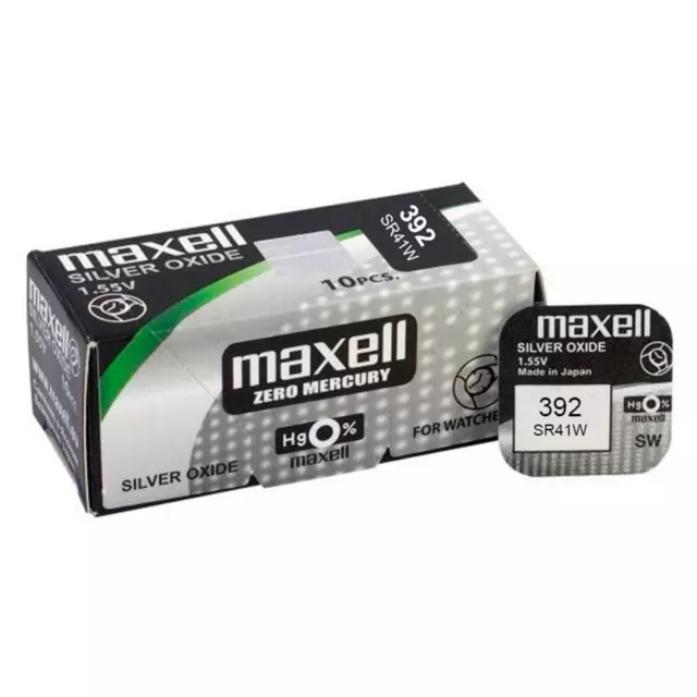 Pilas de boton Maxell bateria original Oxido de Plata SR41W 1.55V blister 2X Uds