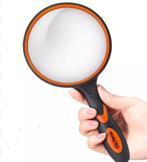 Insten Large Magnifying Glass 75 mm Lens, 7X Handheld Magnifier for Reading, Orange