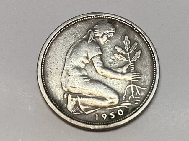 BRD  50 Pfennig 1950 F    wohl Prägefehler 2