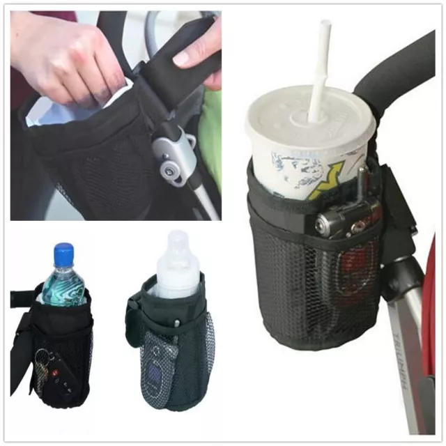 Universal Milk Bottle Cup Holder For Stroller Pram Pushchair Bicycle Buggy Black
