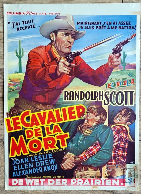 belgian poster western MAN IN THE SADDLE, RANDOLPH SCOTT, JOAN LESLIE, REVOLVER