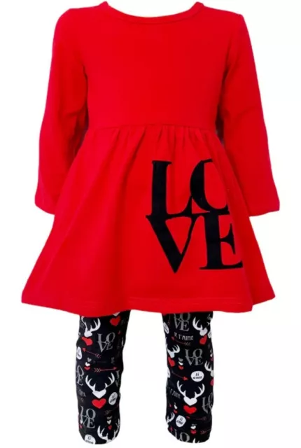 AnnLoren Little Girl's 3-Piece Valentine's Day LOVE Tunic, Scarf & Legging Set-5