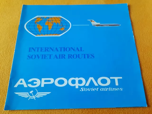 altes Reise Prospekt Aeroflot International Soviet Air Routes um 1980