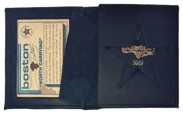 BOSTON LEATHER BOOK STYLE BADGE CASE: 5 Point Star Cutout (100-S-5009)