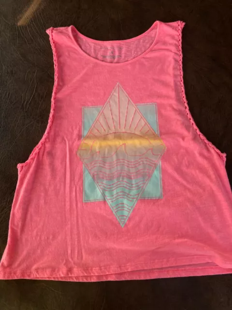 Women's Size L LIVE LOVE DREAM Beach Tank Top Cover Up Pink