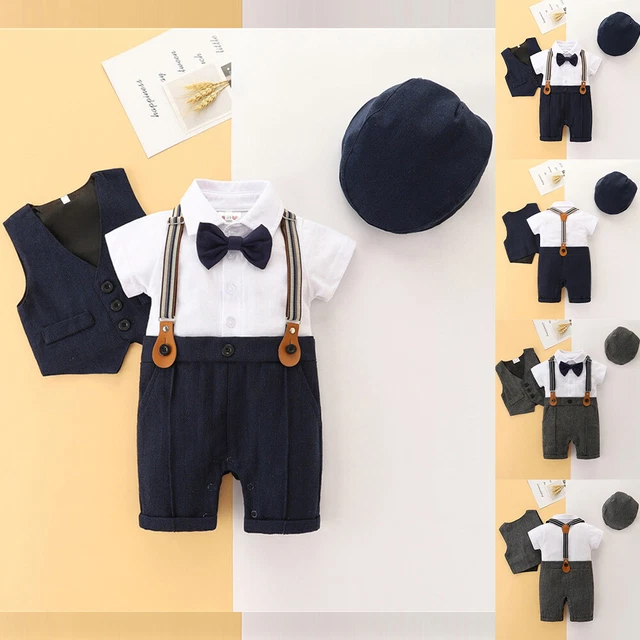 Baby Jungen Hochzeit Anzug Set Sommer Festlich Smoking Gentleman Outfit Bodysuit