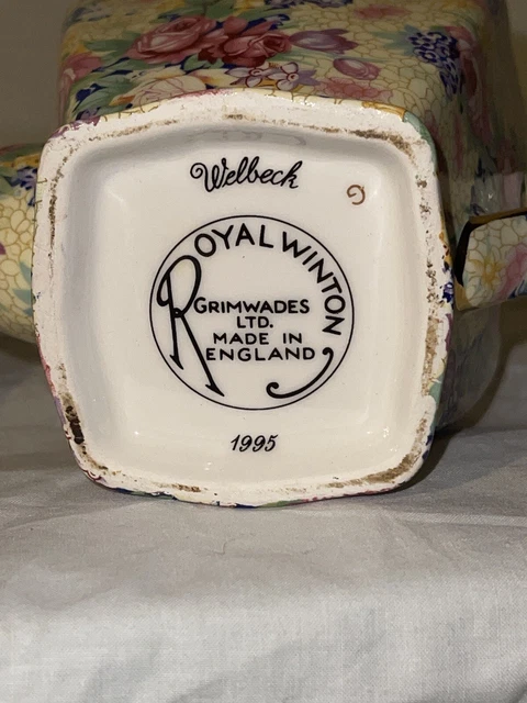 Vtg. ROYAL WINTON WELBECK Grimwades Teapot Yellow Chintz Ascot England EC 7