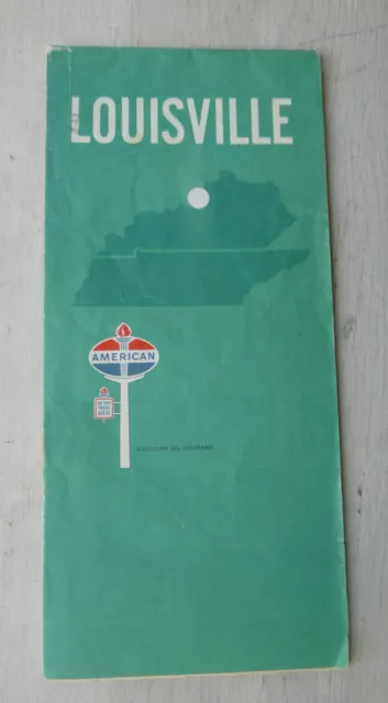 1968 Louisville Kentucky street road map American oil gas