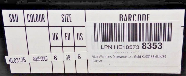 Talons à lanières métalliques rose or rose Viva Diamant T-Bar Royaume-Uni 6 2