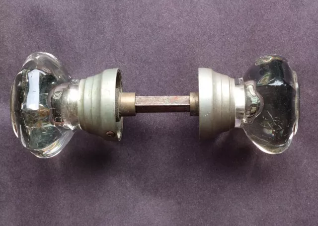 Antique Victorian Crystal Door Knob Set