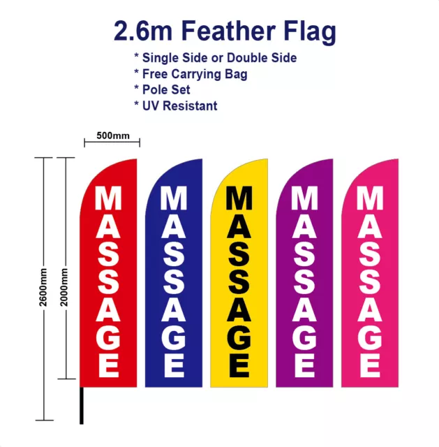 Outdoor 2.6m Massage Flag Feather Flags with Base Spike kit Pink banner Red