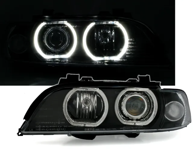 Juego de faros Angel Eyes para Serie 5 BMW E39 1995-2000 V2 LED anillos negro H7