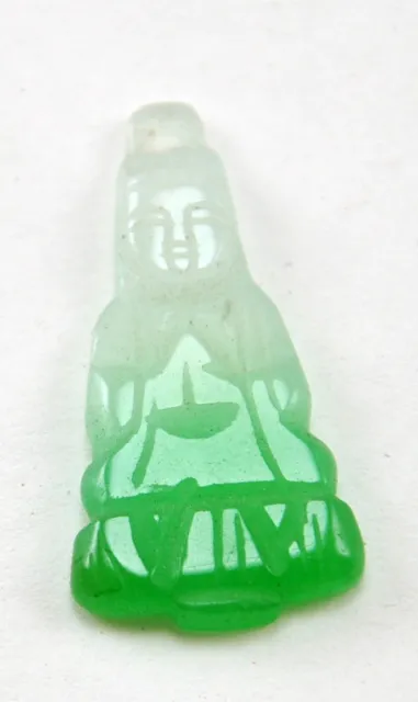 Jade Stone Hand Carved Pendant Bead Charm Guan Yin God of Mercy Kwan Yin