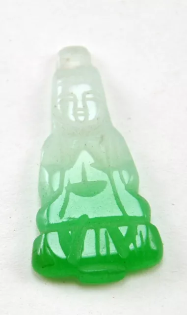Jade Stone Hand Carved Pendant Bead Charm Guan Yin God of Mercy Kwan Yin