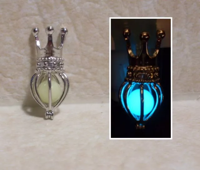 GLOW IN THE DARK Crowned Cage Queen Princess King Locket Charm Pendant Necklace