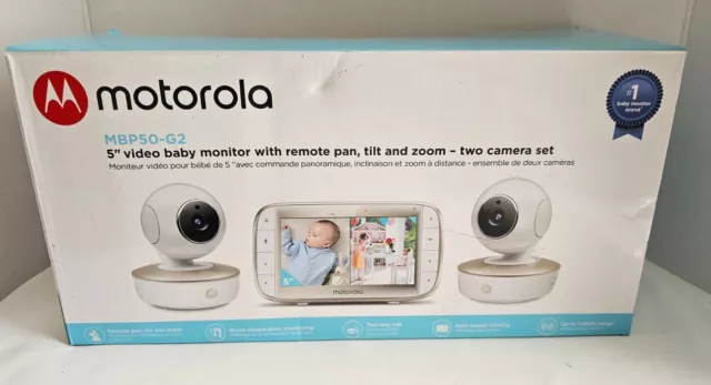 Monitor de video portátil para bebé Motorola MBP50G2 5 pulgadas 2 cámaras con panel remoto