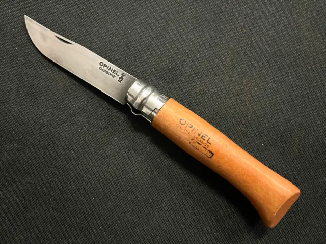 Opinel Carbone No. 8 Carbon Steel Folding Knife Beechwood Handle Made in France