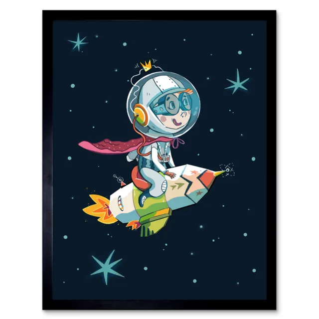 Super Astronaut Kid Framed Wall Art Print 9x7