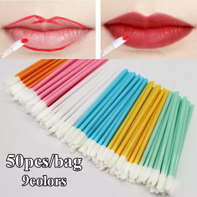 50Pcs Disposable Lip Brush Gloss Wands Applicator Lipstick Cosmetic Makeup Tool