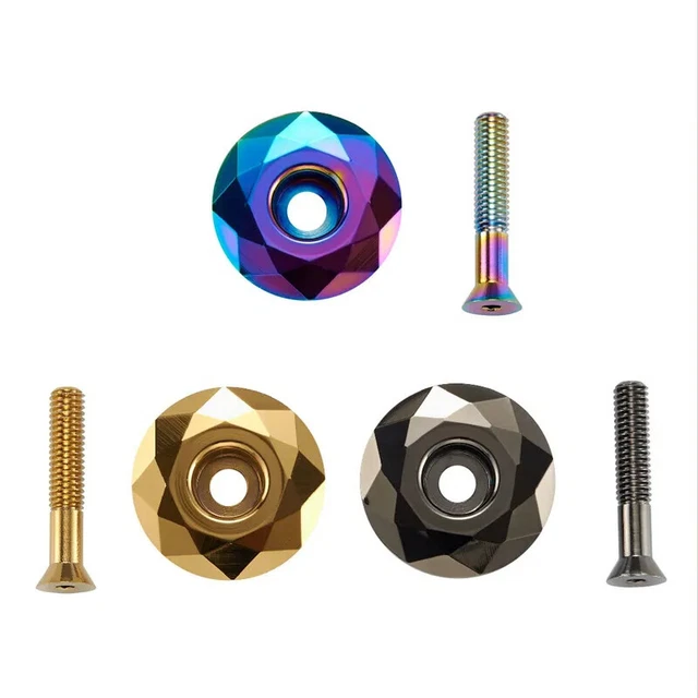 Purple Bike Headset Top Cap - 1 1/4" OD Aluminum Alloy Stem Cap With M6 Bolt For MTB/Road Bicycles