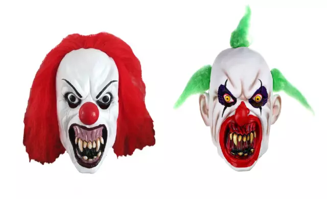Maschera clown orrore orrore adulto maschera lattice Halloween abito fantasia festa