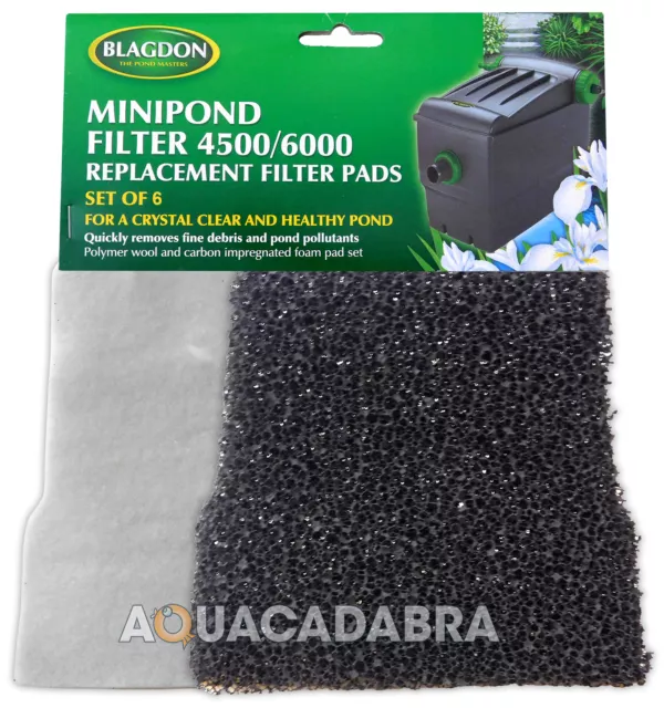 Blagdon Minipond Filter 4500/6000 Replacement Filter Pads 6 Pack Polymer/Carbon