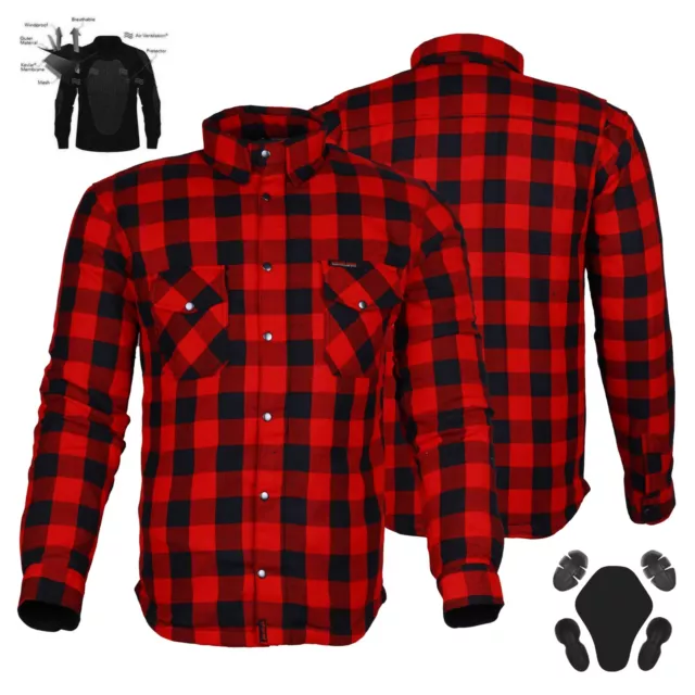 Australian Biker Gear Motorcycle CE armor Flannel Shirt lined with DuPont Kevlar