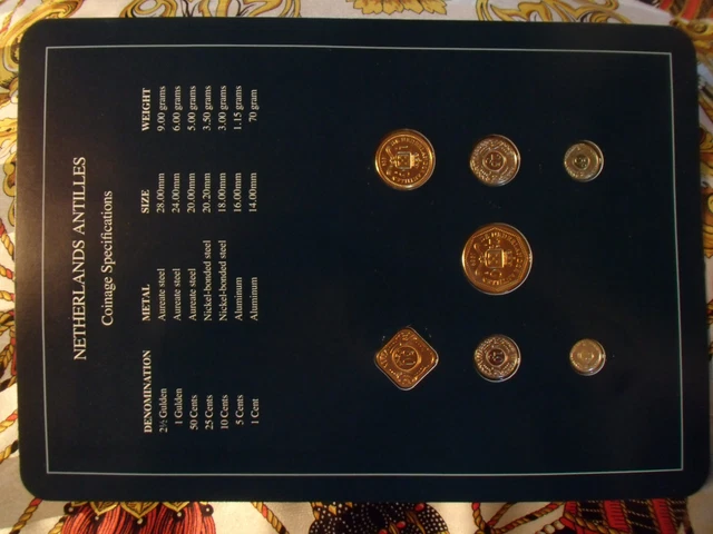 Coin Sets of All Nations Netherlands Antilles w/card All 1989 UNC 1,2.5 Gulden 3