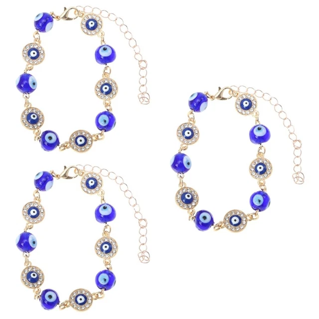 3pcs Evil Eye Bracelet Hand Chain Decor Turkish Glass Eye Bracelet Jewelry Decor