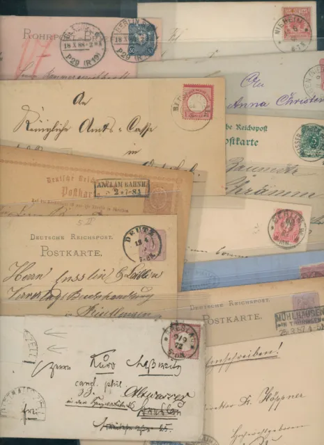 DR vor 1900 Briefeposten 12 Belege u. a. Brustschilde R-Brief,  Ganzsachen