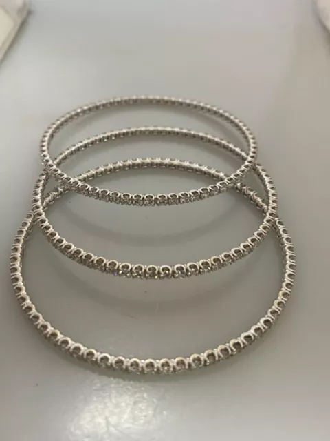 Roberto Coin Three 18k White Gold Diamond   Bracelets 5.66ct Each 2