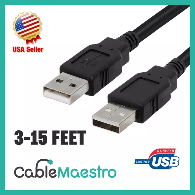 HIGH SPEED USB 2.0 Cable Printer Hard Drive Cord Type A Male to A Male 3-15FT