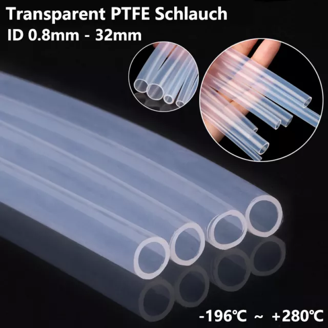 Transparent PTFE Schlauch Benzinschlauch Ölleitung Schlauchleitung ID 0.8mm-32mm