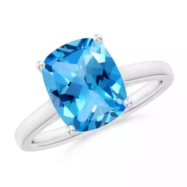 ANGARA 10x8mm Natural Swiss Blue Topaz Solitaire Ring in Sterling Silver