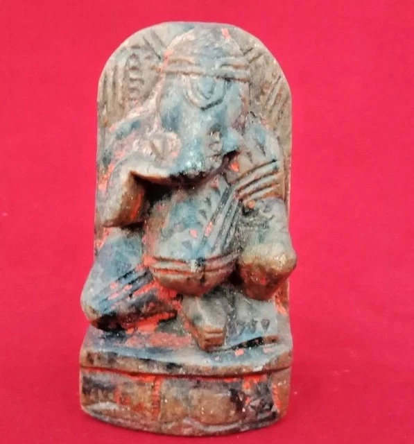 Old Antique Hand Carved Rare Brown Stone Lord Ganesha Figure/Statue 07