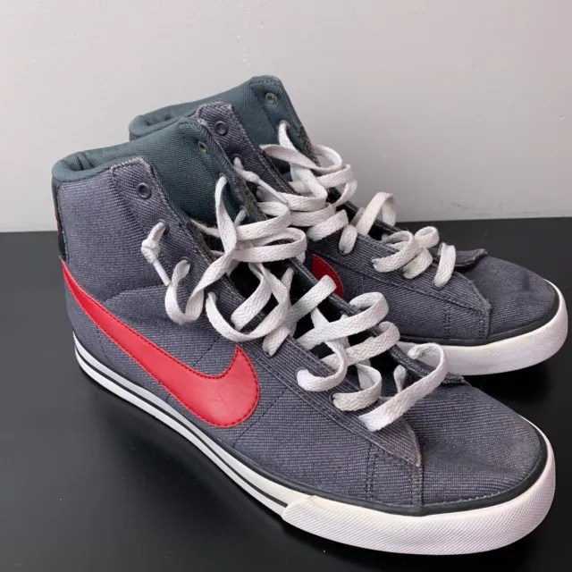 Nike Sweet Classic High Grey Red High Top Sneaker Lace up Size 9 M US Mens