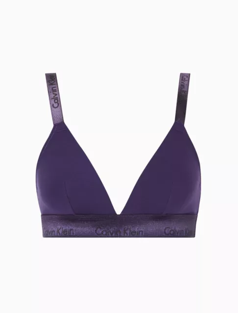BN Calvin Klein Modern Cotton Unlined Convertible Metallic Bralette Bra Purple M