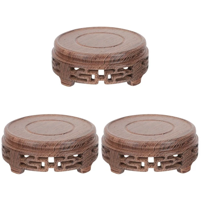 3 PCS Planter Stand for Home Wooden Crafts Base Rack Tea Desktop