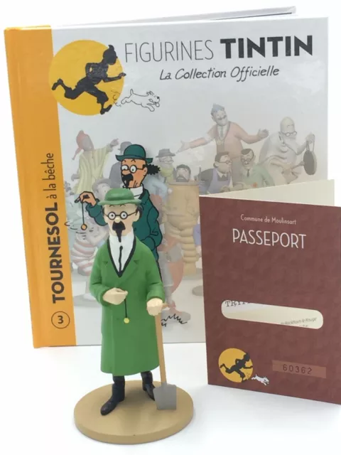 Collection Officielle Tintin Figurine N3 tournesol au cornet livret passeport